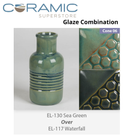 Sea Green EL130 over Waterfall EL117 Glaze Combination Sea Green EL130 over Waterfall EL117 Glaze Combination